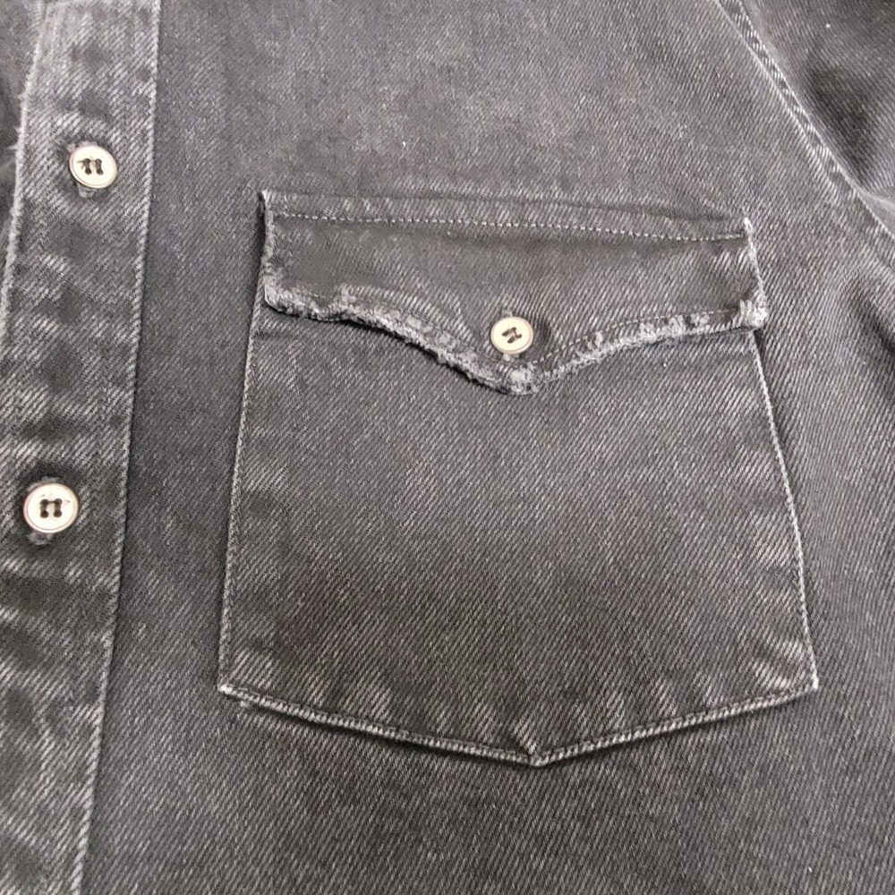 🧥IRO ROEL Shacket Men's L Denim Shirt Jacket Overshirt Black Grunge Streetwear - Picture 5 of 16